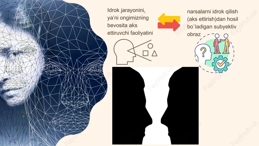 o'lgan narsaga ko'zni uzmasdan qaraganda uning surati ko'z to'r pardasida hosil bo'ladi harakatni ko'z bilan ko'rib idrok etish ikki xil usul bilan: ko'zimizni harakatda bo'lgan narsa tomon yuritish, harakatini kuzatib borish bilan voqe bo'ladi. ancha tez harakatdek ko'rinadi. harakat idroki nisbiy g'ayri nisbiy biz harakatlanuvchi narsa va shu narsaning harakati bog'langan yoki yonidan o'tgan sokin nuqta bo'lgan narsani boshqa narsalardan ayrim holida idrok etish ancha tez harakatdek ko'rinadi. obyektiv tezligiga uzoq-yaqin harakatning tezdek yoki sekindek ko‘rinishi muayyan vaqt ichida (masalan, bir soniya ichida) hosil bo'lgan qarash burchagi qancha katta bo'lsa, harakat ham shuncha tez harakatdek idrok qilinadi. sekundiga 15° dan kichikroq qarash burchagi hosil qiladigan harakat to'g'ri kelganda bevosita idrok qilinmaydi (masalan, soat strelkasining, quyosh, yulduz va hokazolarning harakati) harakatda bo'lgan narsaning ovoziga qarab, ya’ni harakatni eshitib ham idrok qilamiz. image1.png image2.svg image3.png image4.svg image5.png image6.svg image7.png image8.svg image9.jpeg image10.png image11.svg image12.png image13.svg image14.gif image15.png image16.png image17.svg image18.png image19.png image20.png …