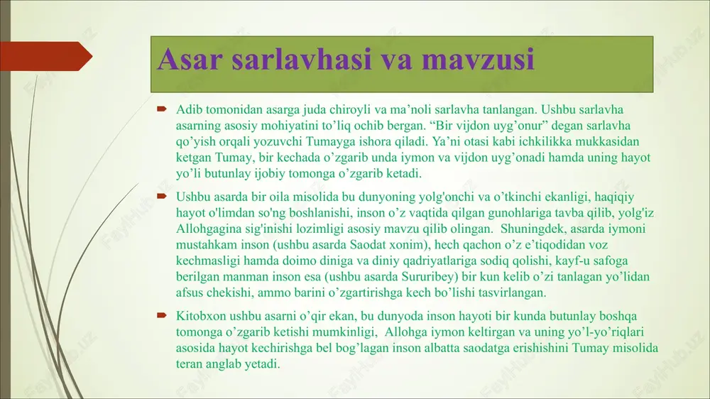 iya berish o’rniga, u nomaqbul ishlarni qilganda ham uni “botirsher, toychog’im, juda to’g’ri qilibsan” deya uni erkalab ko’kka ko’tarishadi. afsuski, ularning bu ishlari botirning kelajakda jinoyatchi bo’lib yetishishiga sabab bo’ladi. asarning asosiy g’oyasi va leytmotivi  asarning asosiy g’oyasi ota-ona farzandini doimo to’g’ri tarbiyalab, uni halol luqma berib boqishi lozimligidir. zero farzand biror bir odobsizlik qilsa, uni asar qahramonlari ikrom va sarvi kabi tanbeh o’rniga maqtov bilan xursand qilish, oxir- oqibat bolaning barchaga bepisandlik bilan qarashiga, halolni haromdan ajrata olmay qolishiga va yomon yo’llarga kirib ketishiga sabab bo’ladi (botirning hayoti bunga yaqqol misol).  asarning asosiy maqsadi insonlarni mushohadaga chorlash, asar qahramonlarining xatti-harakatlari va taqdiri orqali o’zi uchun to’g’ri xulosi chiqarishga undash.  asar leytmotivi – berilgan to’g’ri tarbiya farzandning porloq kelajagi poydevori, unga befarqlik bilan qarash esa ayanchli yakun topishi mumkin. asar sarlavhasi  asarga bejizga “mehribonlar” deb nom qo’yilmagan. sarlavhada kinoya bor. mehribonlar deya muallif botirning ota-onasiga ishora …