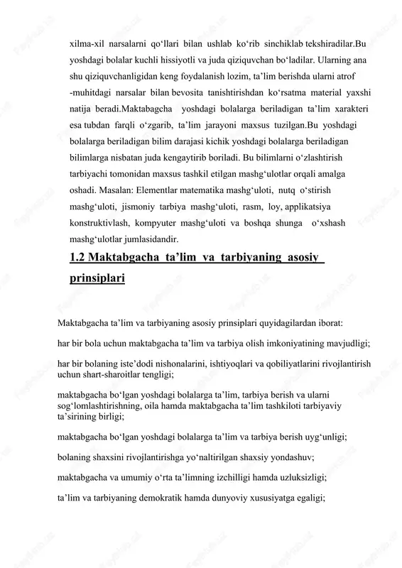 ni belgilaydi;maktabgacha ta’lim va tarbiya sohasidagi ruxsat etish xususiyatiga ega hujjatlarning, shuningdek nodavlat ta’lim xizmatlarini ko‘rsatish sohasidagi faoliyatni amalga oshirishga doir litsenziyalarning (bundan buyon matnda litsenziya deb yuritiladi) berilish tartibini belgilaydi;maktabgacha bo‘lgan yoshdagi bolalarni davlat maktabgacha ta’lim tashkilotlariga qabul qilish tartibini belgilaydi.o‘zbekiston respublikasi vazirlar mahkamasi qonun hujjatlariga muvofiq boshqa vakolatlarni ham amalga oshirishi mumkin.maktabgacha ta’lim tashkilotlarida ta’lim-tarbiya jarayoni sifati ustidan nazoratni va monitoringni amalga oshiradi; javascript:scrolltext(-4650467) maktabgacha ta’lim tashkilotlarini attestatsiyadan va davlat akkreditatsiyasidan o‘tkazadi;davlat maktabgacha ta’lim tashkilotlarining rahbar va pedagog kadrlarini attestatsiyadan o‘tkazadi;maktabgacha ta’lim tashkilotlarining pedagog xodimlariga malaka toifalari berilishini tashkil etadi;nodavlat maktabgacha ta’lim tashkilotlariga maktabgacha ta’lim va tarbiya sohasida litsenziyalar beradi.davlat inspeksiyasi qonun hujjatlariga muvofiq boshqa vakolatlarni ham amalga oshirishi mumkin.o‘zbekiston respublikasi maktabgacha ta’lim vazirligi:maktabgacha ta’lim va tarbiya sohasida yagona davlat siyosatini amalga oshiradi;maktabgacha ta’lim va tarbiya to‘g‘risidagi qonun hujjatlarining ijro etilishini ta’minlaydi;maktabgacha ta’lim va tarbiya sohasidagi davlat dasturlarini hamda boshqa dasturlarni ishlab chiqadi va amalga oshiradi;o‘z vakolatlari doirasida …