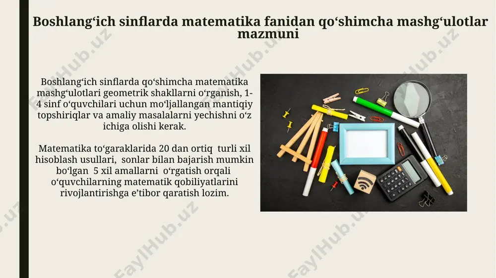 boshlangʻich sinflarda matematikadan sinfdan tashqari ishlarning mazmuni - Page 3
