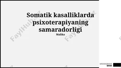 somatik kasalliklarda psixoterapiyaning samaradorligi — PPTX