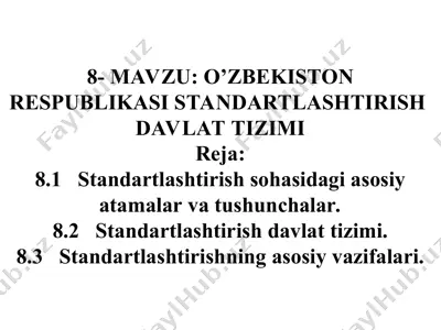 o’zbekiston respublikasi standartlashtirishdavlat tizimi — PPT