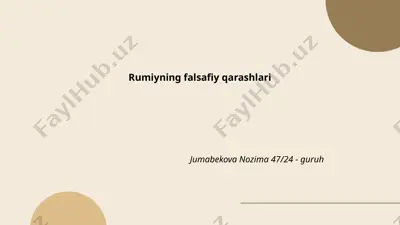 rumiyning tasavvufiy falsafasi — PPTX