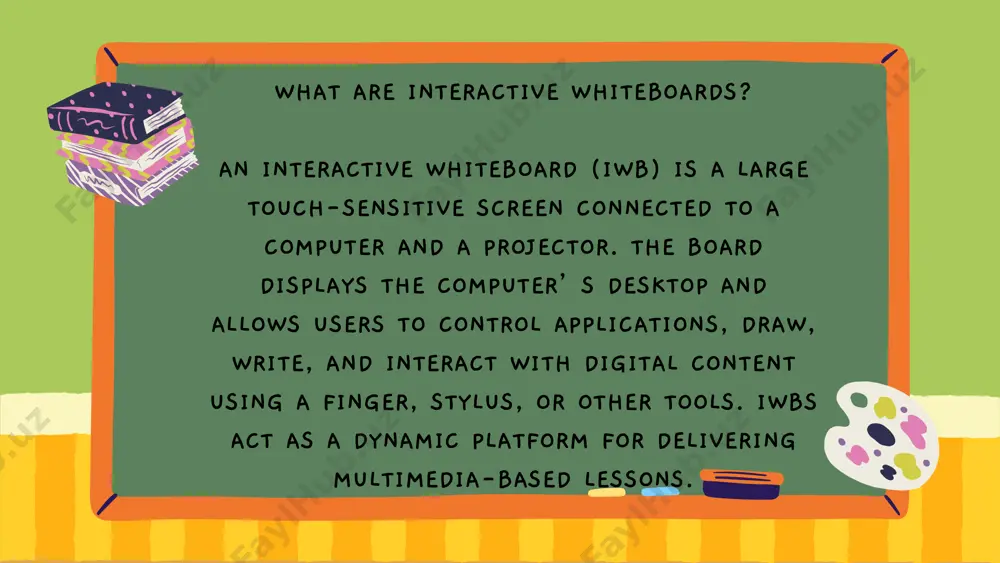encourage students to come up to the board to solve problems, present ideas, or interact with content. 4. use games and activities introduce language-based games such as word searches, crossword puzzles, and interactive storytelling to make learning enjoyable. 5. save and reuse content iwbs allow teachers to save lessons for future use or share them with students who missed class. challenges and solutions 1. technical issues challenge: connectivity problems or hardware malfunctions can disrupt lessons. solution: ensure regular maintenance and have backup materials prepared. 2. teacher training challenge: lack of familiarity with iwb technology may limit its effective use. solution: provide professional development and training for teachers. 3. cost challenge: iwbs can be expensive to install and maintain. solution: consider cost-effective alternatives, such as mobile apps or portable iwbs. future prospects of iwbs in language education with advancements in technology, iwbs are becoming more sophisticated, offering features like cloud integration, …
