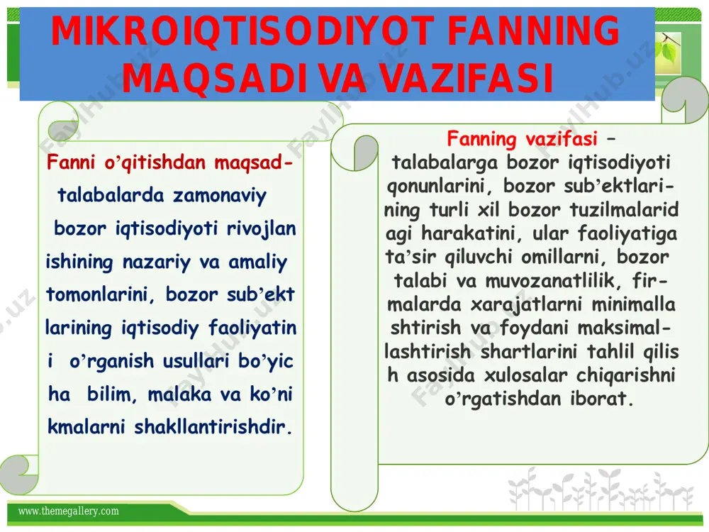 sa), muvozanat narx p kamayadi, muvozanat tovar hajmi q oʼsadi аgar bozor taklifi kamaysa (taklif chizigʼi chapga siljisa), muvozanat narx p oʼsadi, muvozanat tovar hajmi q kamayadi www.themegallery.com elastiklik - bu • elastiklik - bir o‘zgaruvchining boshqa bir o‘zgaruvchi ta’siri ostida o‘zgarishini o‘lchaydigan o‘lchov. aniqroq qilib aytganda, biror o‘zgaruvchining bir foizga o‘zgarishi natijasida boshqa bir o‘zgaruvchining ma’lum foiz miqdoriga o‘zgarishini ko‘rsatadigan ko‘rsatkichdir. www.themegallery.com yetkazib berish va talab o'rtasidagi birinchi bozorida muvozanat faqat marshall tasvirlangan. u to'g'ri egri yonbag'ridan va ular qanday muloqotda tushuntirdi. xoch marshall iqtisodiyotning real inqilob qildi. www.themegallery.com talabning narx elastikligini hisoblash: iqtisodchilar talab miqdorining foizdagi oʻzgarishini narxning foizdagi oʻzgarishiga nisbati shaklida talabning narx elastikligini hisoblashadi. ya’ni: masalan, faraz qiling muzqaymoq narxidagi 10 % oʻsish muzqaymoqqa boʻlgan talab miqdorini 20 % ga kamaytirdi. talabning narx elastikligini quyidagicha hisoblaymiz: www.themegallery.com nuqtaviy yoysimon elastiklikni aniqlash usullari www.themegallery.com foiz o`zgarishlarini hisoblash standart usul boshlangan joyingizga qarab turli xil javoblar beradi a …