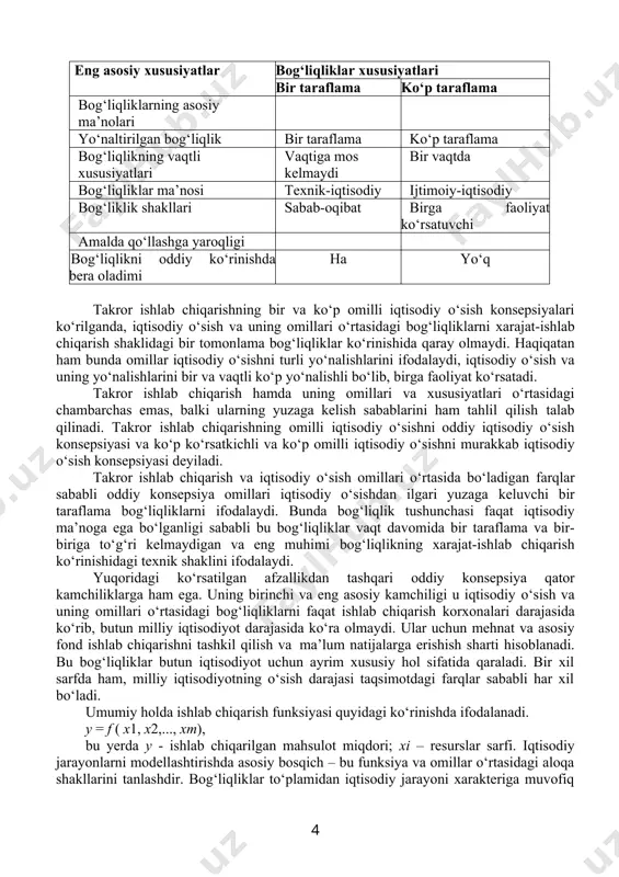 iyot tarmoqlarida mahalliylashtirish jarayonlarini kengaytirish; · kichik biznes va xususiy tadbirkorlikni qo‘llab-quvvatlash hamda ularga berilayotgan imtiyoz va rag‘batlarni kengaytirish orqali aholining asosiy qatlamini iqtisodiy faollikka jalb qilish; · moddiy-texnik resurslar hamda tayyor mahsulotlarni sotish va sotib olish tizimini erkinlashtirish; · korxonalarning moliyaviy xo‘jalik faoliyatiga davlat nazorati organlari aralashuvini yanada qisqartirish va boshqalar. takror ishlab chiqarish omillari asosan jamg‘arilgan mehnat miqdori bir tarafdan iqtisodiy o‘sishga sabab bo‘lsa, ikkinchi tarafdan asosiy ishlab chiqarish fondlari, qo‘llanilayotgan texnologiya hamda foydalanilayotgan materiallarga bog‘liq hisoblanadi. shuning uchun butun jamg‘arilgan mehnat, uning ayrim qismlari xo‘jalik faoliyatining qaysi sohalarida va qanday shakllarda to‘plangan bo‘lmasin, ularni faqat iqtisodiy o‘sishni ta’minlovchi tashqi omillar sifatida qarash mumkin emas, chunki ular iqtisodiy o‘sishning natijalaridir. iqtisodiy o‘sishning an’anaviy omillaridan farqlash uchun jamg‘arilgan mehnatni iqtisodiy o‘sish omili deb yuritamiz. buning o‘rniga jamg‘arilgan mehnatni iqtisodiy o‘sishda ham sarf tarafdan ham ishlab chiqarish natijalari tarafidan ifodalovchi tushuncha sifatida kiritamiz. takror ishlab chiqarish omillari iqtisodiy o‘sishning yo‘nalishlararo …