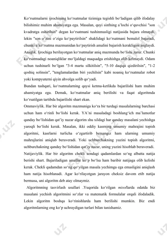 algoritmlаr, ulаrning хоssаlаri. bеrilish usullаri vа strukturаlаri - Page 3