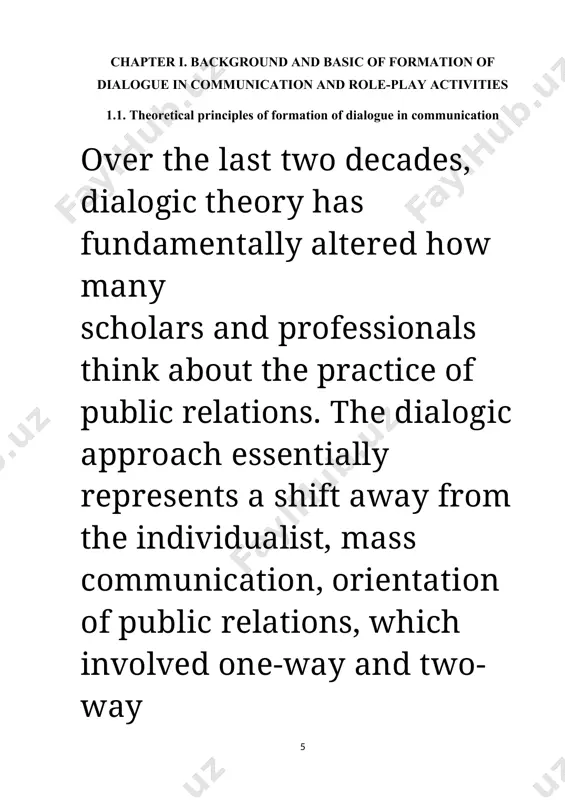 ontend, a la systems theory and non-durativity, that in kent and taylor's well-known but somewhat cryptic statement, “dialogue is product rather than process,” for instance: “the sum of the whole is greater than the sum of its parts, and a communicative system cannot be reduced to its constitutive parts.” the use of dialogue is not normative. although partnerships are organic and must be created via successful interpersonal communication, real relationships ultimately come down to trust and patience.2 much of the old public relations theory sees the public as a means to an end. as long and hazleton argue, “practitioners communicate specifically to assist organizations in exchanging information, identifying and resolving problems, resolving disputes, and managing behavior management”. such an approach views the public as a strategic resource cultivated for information gathering, prediction, and control. early theories of public relations, such as bidirectional asymmetry and bidirectional symmetry, are consistent with scientific …