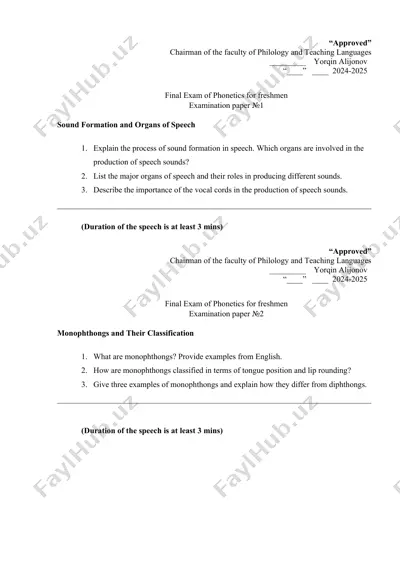 final exam of phonetics for freshmen — DOCX