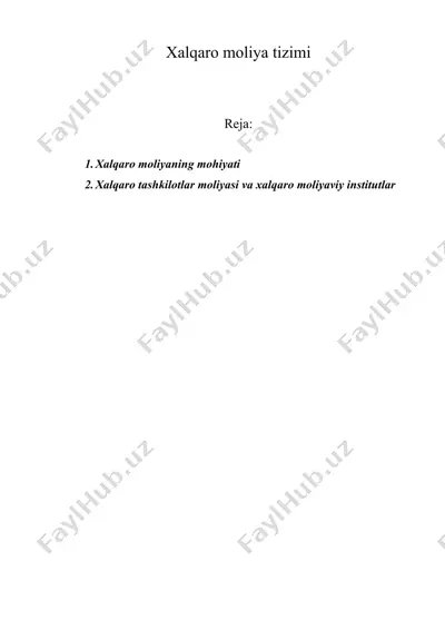 xalqaro moliya tizimi — DOCX