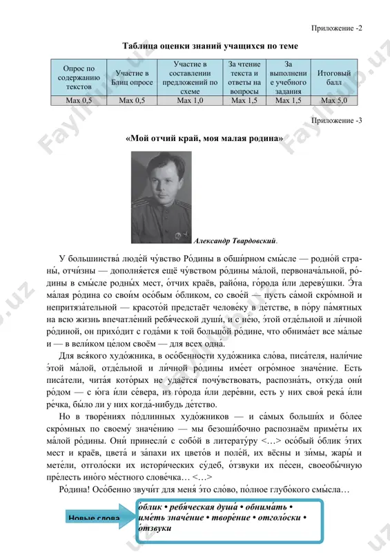 го́рода и́ли дереву́шки. э́та ма́лая ро́дина со свои́м осо́бым о́бликом, со свое́й — пусть са́мой скро́мной и непритяза́тельной — красото́й предстаёт челове́ку в де́тстве, в по́ру па́мятных на всю жизнь впечатле́ний ребя́ческой души́, и с не́ю, э́той отде́льной и ли́чной ро́диной, он прихо́дит с года́ми к той большо́й ро́дине, что обнима́ет все ма́лые и — в вели́ком це́лом своём — для всех одна́. для вся́кого худо́жника, в осо́бенности худо́жника сло́ва, писа́теля, нали́чие э́той ма́лой, отде́льной и ли́чной ро́дины име́ет огро́мное значе́ние. есть писа́тели, чита́я кото́рых не удаётся почу́вствовать, распозна́ть, отку́да они́ ро́дом — с ю́га и́ли се́вера, из го́рода и́ли дере́вни, есть у них своя́ река́ и́ли ре́чка, бы́ло ли у них когда́-нибудь де́тство. но в творе́ниях по́длинных худо́жников — и са́мых больши́х и бо́лее скро́мных по своему́ значе́нию — мы безоши́бочно распознаём приме́ты их ма́лой ро́дины. они́ принесли́ с собо́й в литерату́ру осо́бый о́блик э́тих мест и краёв, цвета́ …