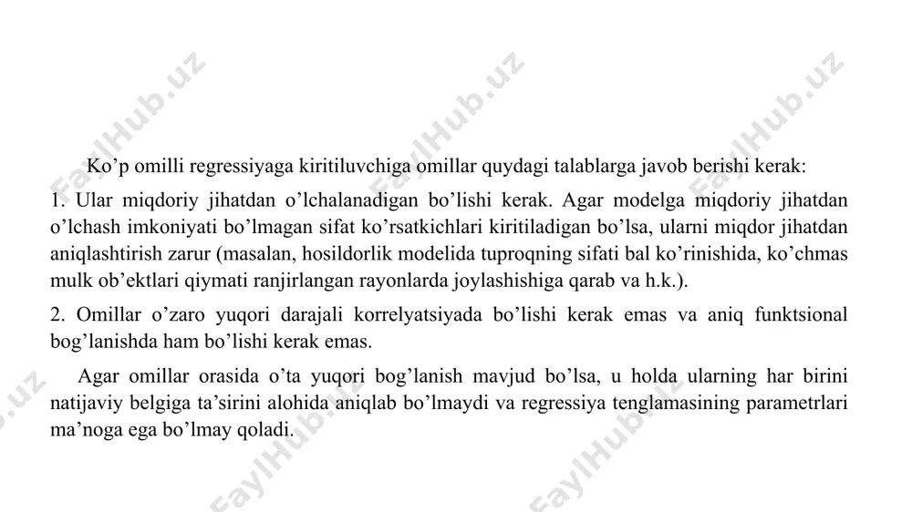 arajasini tekshirish uchun, styudent mezoni yordamida quyidagi formula orqali hisoblanadi: bu yerda har bir parametrga mos kelgan qiymatlari hisoblanadi va qabul ko’riladi. mezonning nazorat qiymati () styudent taqsimotining jadvalidan aniqlanadi. 30 4. ekonometrik model parametrlarining iqtisodiy tahlili va elastiklik koeffitsientlarini hisoblash. agar biror parametr ushun bo’lsa, u holda bu parameter qabul qilingan daraja bilan mohiyatli hisoblanadi. ijtimoiy-iqtisodiy tekshirishlarda mohiyatlilik darajasi ushun 0,05 olinadi ya’ni ko’rsatkishlarning mohiyatli bo’lish ehtimoli: ga teng. 31 4. ekonometrik model parametrlarining iqtisodiy tahlili va elastiklik koeffitsientlarini hisoblash. regressiya tenglamasini tahlil qilishda elastiklik koeffitsientlaridan foydalaniladi. bu koeffitsient (э) omil belgining o’rtasha nesha foiz o’zgarishini ifodalaydi: agar natijaviy va omil belgilarining ko’shimcha o’sish sur’atlari bir xilda bo’lsa, u holda elastiklik koeffitsienti birga teng bo’ladi (). agar omil belgining qo’shimsha o’sish sur’ati natijaviy belgining ko’shimcha o’sish sur’atidan yuqori bo’lsa, u holda bu koeffitsient birdan kichik buladi () va aksincha (). faqat bog’lanishning ko’rsatkishli ifodasi uchun elastiklik koeffitsienti o’zgarmas miqdor …