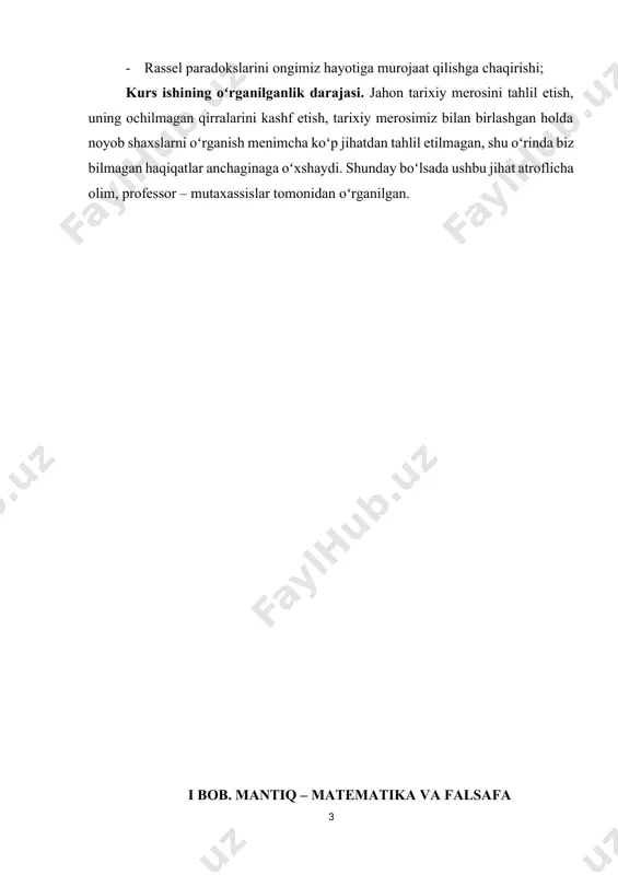 ematik mantiq” atamasi kengroq ma’noda qoʻllaniladi, bu metallogik (qarang metallogika ) yoki metamatematika deb ataladigan deduktiv nazariyalarning xususiyatlarini oʻrganishni qamrab oladi. umuman olganda, “matematik mantiq” ta’rifi uning matematika bilan oʻxshashligini ta’kidlaydi, birinchi navbatda, qat’iy ramziy til, aksiomatizatsiya va rasmiylashtirishga asoslangan mantiqiy hisoblarni qurish usullariga asoslangan. ular falsafa doirasida rivojlangan an’anaviy mantiq tomonidan toʻgʻri fikrlashni tavsiflashda ishlatilgan tabiiy tilning noaniq va mantiqiy noaniqligidan qochishga imkon beradi (qarang falsafa). matematik usullar mantiqqa formulalarning yuqori aniqligi va mantiqiy shakl nuqtai nazaridan murakkabroq boʻlgan ob’ektlarni oʻrganish qobiliyati kabi afzalliklarni berdi. matematik mantiqda oʻrganiladigan koʻplab muammolarni faqat an’anaviy usullardan foydalanib, umuman shakllantirish mumkin emas edi. mantiqda matematik usullardan foydalanish hukmlar qandaydir aniq (rasmiylashtirilgan) tilda tuzilganida mumkin boʻladi. bunday aniq tillar ikkita komponentdan iborat: sintaksis (qarang sintaktik) va semantika (qarang. semantika). sintaksis - til ob’ektlarini (odatda formulalar deb ataladi) qurish qoidalari toʻplami. semantika - bu formulalar (yoki ularning ba’zilari) haqidagi tushunchamizni tavsiflovchi va ba’zi formulalarni toʻgʻri, …