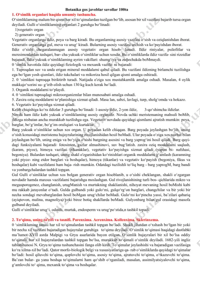 botanika gos javoblar savollar 100ta — DOCX