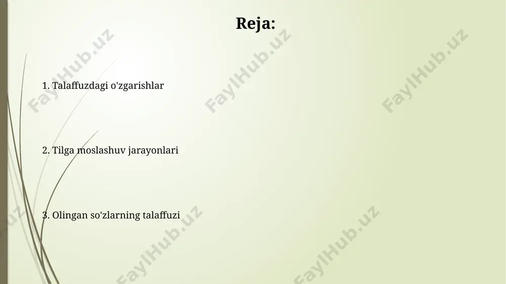 r kuzatiladi, masalan, “qalam” so‘zi arabcha “qalam” so‘zidan olingan bo‘lib, uning talaffuzi biroz o‘zgargan. tilga oid qiyinchiliklar oʻzbek tiliga kirib kelgan 200 dan ortiq inglizcha soʻzlarning taxminan 30 foizida urgʻu va unli tovushlarning talaffuzida qiyinchiliklar kuzatiladi, bu esa nutqning aniqligiga ta’sir qiladi. rus tilidan olingan 50 ta soʻzning 15 tasida fonetik moslashuv jarayonining toʻliq boʻlmaganligi tufayli talaffuz qiyinchiliklari yuzaga keladi, bu esa ikki tilning oʻzaro ta’siriga bogʻliq. unli tovushlarni talaffuz qilish arab tilidan olingan soʻzlarning unli tovushlari koʻpincha orqa qator unlilar ( [a], [o], [u] ) ga yaqinlashgan boʻlib, ularning soni 200 dan ortiq va koʻpchilik talaffuzda qiyinchilik tugʻdiradi. rus tilidan olingan soʻzlarning aksariyatida unli tovushlarning talaffuzi oʻzbek tiliga moslashtirilgan boʻlib, ayrim hollarda esa [o] va [e] tovushlari oʻrniga [a] va [i] tovushlari ishlatiladi. bu jarayon morfologik oʻzgarishlar bilan bogʻliq. stress va urg'u ingliz tilidan olingan koʻp boʻgʻinli soʻzlarda stressning birinchi boʻgʻinga tushishi, masalan, "address" (adress) soʻzida kuzatiladi, bu esa …