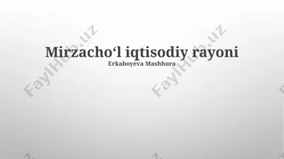 mirzachoʻl iqtisodiy rayoni — PPTX