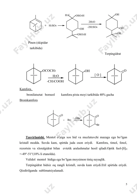 terpenoidlar va adamantanlar guruhiga kirgan dori moddalar tahlili - Page 5