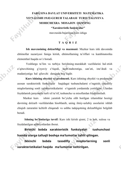 xarakteristik funksiyalar — DOC
