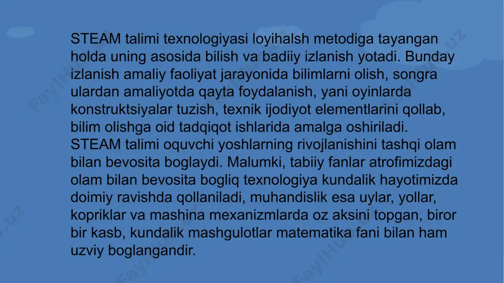 a umumiy oqish va yozish qobiliyatlari, balki oquvchilarni qiziqtiradigan bolsa global miqyosda rivojlanib borishi mumkin bolgan malumot qidirish konikmalari va mini-tadqiqotlar talab etiladi. 10 e'tiboringiz uchun rahmat 11 image4.jpeg image5.png image1.jpeg