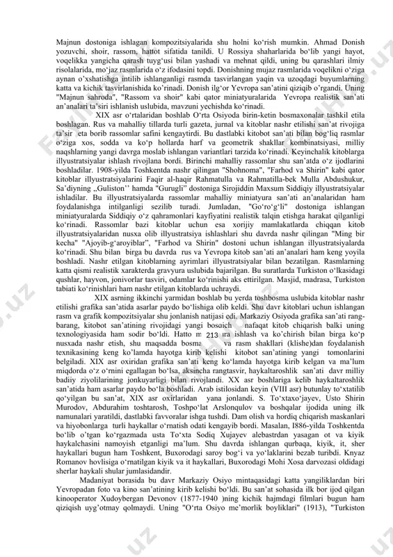 da rus va o’zbek muallimlari dars berar edi. maqsad o’zbek yoshlariga rus tilini o’rgatish va rus turmush tarzini singdirish edi. chorizm ma’murlari yerli aholi bolalarini «rus-tuzem maktablari»ga jalb qilish, qiziqtirish uchun o’lkadagi mahalliy ma’muriyat boshqaruvida rus tilini bilganlar ishlaydi, degan talabni qo’ydilar. rus tilini bilgan mahalliy aholi vakillariga imtiyozlar yaratildi. shu tariqa, o’lkada ish yuritish asta-sekin rus tiliga o’tkazila bordi. mustamlakachi ma’murlar ruslashtirish siyosatini yuritsalarda, rus tilini yaxshi o’zlashtirgan ziyolilarga shubha bilan qarardi, ular ustidan nazorat, tazyiq uyushtirardi. chor ma’muriyati turkistonni rossiyaning bir qismiga aylantirish, uning janubiy chegaralarida harbiy istehkomlar qurish, boyliklarni va yetishtirilayotgan xomashyoni tashib ketish maqsadida temir yo’l qurilishini boshlab yubordi. 1880-1889-yillarda zudlik bilan krasnovodsk, asxabad, marv, chorjo’y, kushka, buxoro, samarqand, toshkent, qo’qon, andijon shaharlarini bog’lovchi markaziy osiyo temir yo’li qurildi. 1890-1905-yillarda toshkent-orenburg temir yo’li qurilib, turkiston rossiyaning markazi bilan bog’landi. 1915-yilda buxoro-qarshi va termiz-qarshi-shahrisabz-kitob temir yo’li qurildi. temir yo’llar qurilishi munosabati bilan rossiyadan ko’plab ishchilar, injener-texnik xodimlar …