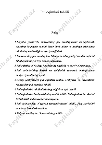 pul oqimlari tahlili — DOC
