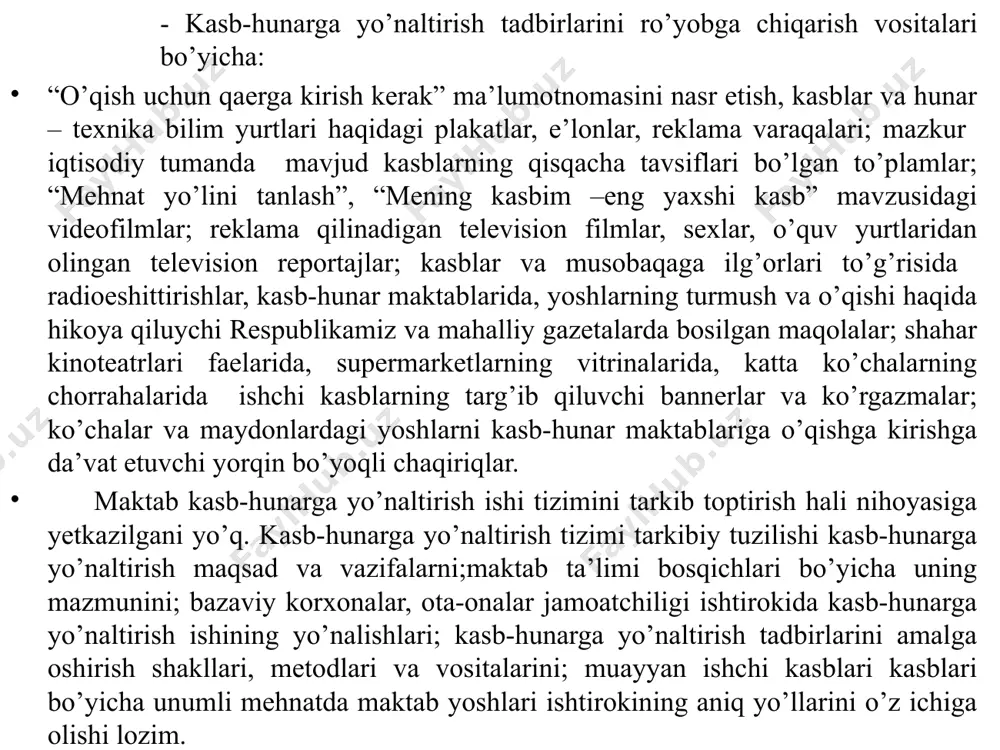 l qilish,hamda pedogogik tajribalar asosida olib boriladigan izlanishlar kiradi. adabiyotlar ustida ishlashga kitob va jurnallar, maqolalar va patentlar, ilmiy izlanishlar, to’plamlar va katologlar, internet tizimidan olingan ma’lumotlardan foydalaniladi. kuzatish, odatda,tabiiy kuzatish orqali o’quvchilarning fanlarni o’zlashtirishlari, ularning xulq-atvori va muomalalaridagi o’zgarishlarni hisobga olish va tegishli ta’limiy-tarbiyaviy ta’sir ko’rsatishyo’llarini belgilash uchun qo’llaniladi. bu metod o’qituvchining pedogogik tajribaning muayyan bir tomoni va hodisalarni biror maqsadni ko’zda tutib idrok etishini tashkil etadi. bunda kuzatishlar tezligi va soni, kuzatish ob’ekti, vaqti, pedogogik vaziyatlarni kuzatish uchun ajratiladigan xarakteristika va h.k.lar hisobga olinadi. shuningdek, kuzatish metodi ta’lim –tarbiyaning mazkur vaqtdagi holatini aniqlash imkonini beradi. kuzatish metodining maqsadi bor dalillarni yoritishdangina iborat bo’lmay, oldindan qo’yilgan maqsad bo’yicha aniqlanishi lozim bo’lgan dalillarni qidirish va aniqlashdan iboratdir. kuzatish jarayonida o’qituvchini qiziqtiruvchi muammo va vazifalar kuzatishni tanlab o’tkazishni taqozo etadi. o’qituvchi muayyan tanlangan muammoni hisobga olib, nimani kuzatish kerakligini tanlab oladi. shuning uchun ham u yechilishi kerak bo’lgan muammoni hali kuzatishni …