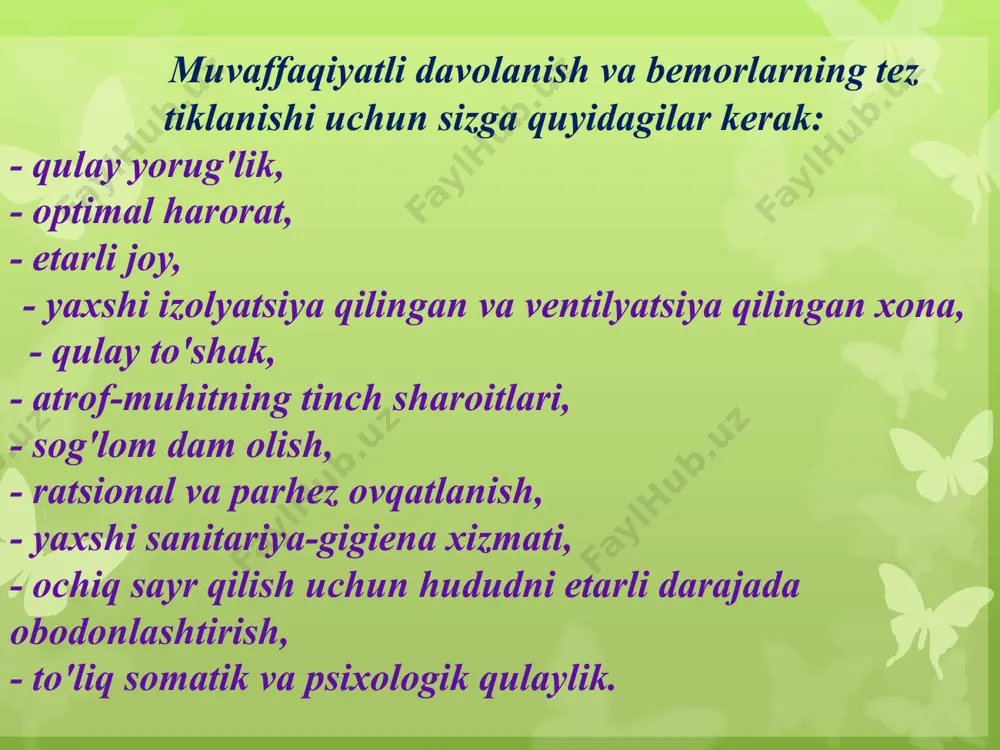 age5.jpeg image6.jpeg image7.png image8.png image9.jpeg image10.jpeg image11.jpeg image12.jpeg zamonaviy shifoxona - bu har xil, ko'pincha ancha murakkab uskunalar (isitish, shamollatish, konditsionerlash, chang yig'ish, tibbiy gaz ta'minoti, masofadan nazorat qilish va boshqarish, signalizatsiya va aloqa, hisoblash, diagnostika va boshqa maxsus uskunalar va boshqalar) bilan to'yingan kompleks. nurse opening window in patient's room