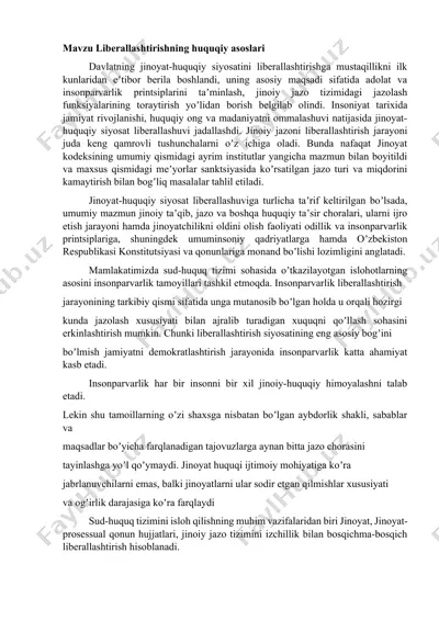 liberallashtirishning huquqiy asoslari — DOCX
