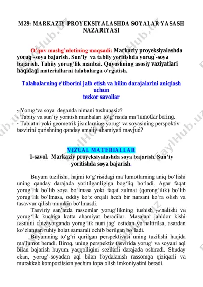 markaziy proyeksiyalashda soya bajarish nazariyasi — PDF