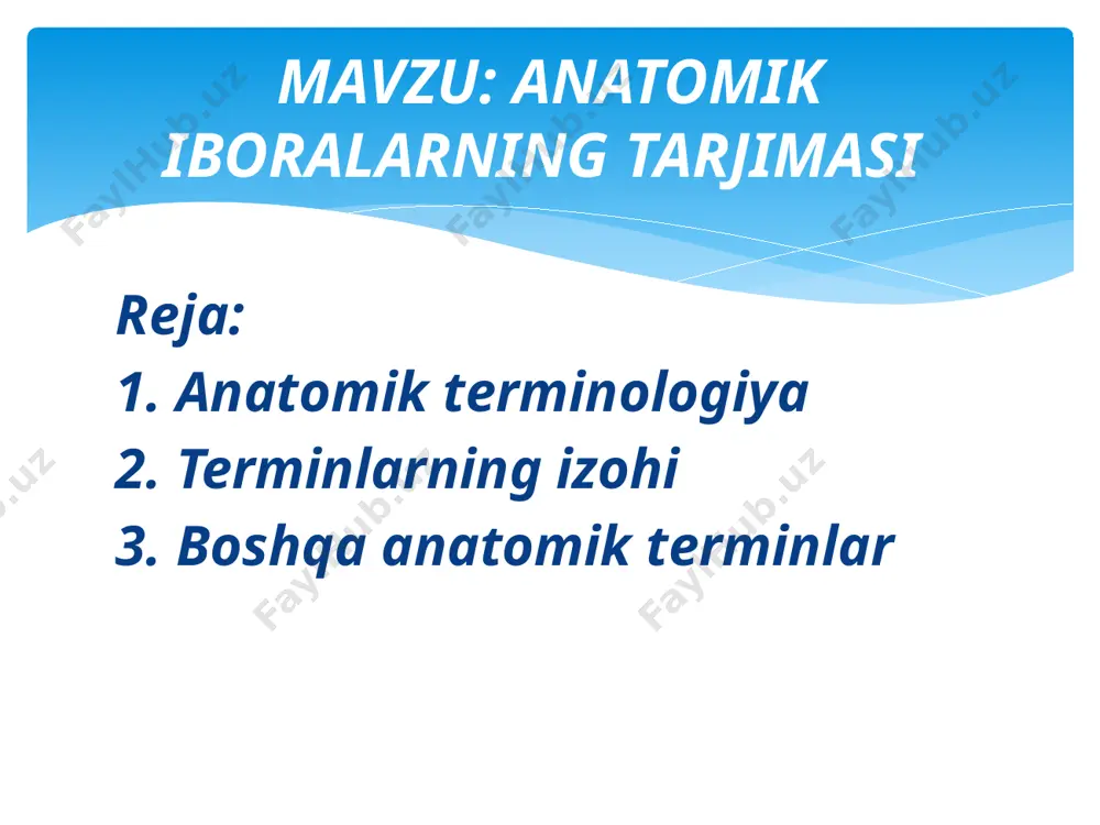 ’lsa, proximalis – agar a’zo tanaga yaqin bo’lsa, distalis – agar a’zo tanadan uzoq bo’lsa, internus –agar a’zo ichki qismda joylashsa, externus – agar a’zo tashqi qismda joylashsa, profundus – agar a’zo chuqurda joylashsa, superficialis –agar a’zo yuzada joylashsa deb yuritiladi. ba’zi a’zolarning joylashgan o’rnini belgilashda tanadan bo’ylama chiziqlar (linea) o’tkaziladi. oldingi o’rta chiziq – linea mediana anterior to’sh suyagi o’rtasidan, to’sh chizig’i – linea sternalis to’sh suyagi chekkasidan, o’rta o’mrov chizig’i – linea medioclavicularis(mamillaris) o’mrov suyagi o’rtasidan o’tadi. to’sh chizig’i bilan o’rta o’mrov chizig’i o’rtasida linea parasternalis chizig’i o’tadi. oldingi qo’ltiq osti chizig’i – linea axillaris anterior, o’rta qo’ltiq osti chizig’i – linea axillaris media, orqa qo’ltiq osti chizig’i – linea axillaris posterior nomlariga mos sohadan, kurak chizig’i – linea scapularis kurak suyagidan, umurtqa yon chizig’i – linea paravertebralis umurtqa suyaglari ikki yonidan, orqa o’rta chiziq – linea mediana posterior umurtqa o’tkir qirralari ustidan o’tadi. anatomik terminologiyada qo’llaniladigan prefikslar. …