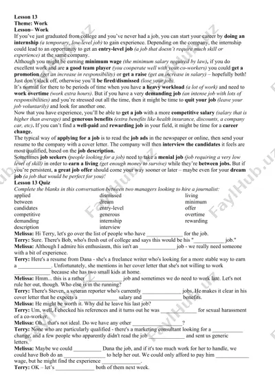 working and career development — DOCX