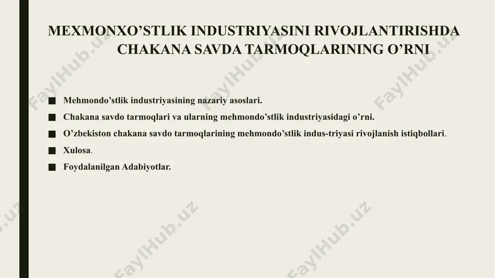 turizmda raqamli texnologiyalarni qo‘llash orqali mijozlar tajribasini yaxshilash va biznes jarayonlarini optimallashtirish imkoniyatlarini tahlil qilganlar, shuningdek, tadqiqotchilar raqamli turizmning kelajagi va uning rivojlanish istiqbollarini muhokama qilganlar. marianna sigala, roya rahimi va mike thelwall tomonidan yozilgan "big data and innovation in tourism, travel, and hospitality: managerial approaches, techniques, and applications" (2019) kitobi turizm, sayohat va mehmondo‘stlik sohalarida katta ma’lumotlardan foydalanish orqali innovatsiyalarni rivojlantirishga qaratilgan tadqiqotlar va amaliy dalillarni birlashtiradi. shuningdek, texnologik transformatsiyaning mijoz tajribasiga, operatsion jarayonlarga va barqaror rivojlanishga ta’siri o‘rganiladi. tadqiqot doirasida mehmondo‘stlik industriyasining raqobatbardoshligini oshirish va istiqbolli texnologik tendensiyalarni aniqlashga alohida e’tibor qaratiladi. maqolada sohaga innovatsion yondashuvlarni joriy etish bo‘yicha tavsiyalar berilib, ularning iqtisodiy samaradorligi tahlil qilinadi. mamlakatdagi umumiy iqtisodiy barqarorlik mehmondo‘stlik sohasining o‘sishi uchun asos bo‘lib xizmat qiladi. ta’siri: odamlarning daromadi oshsa, ular sayohat va dam olishga ko‘proq mablag‘ sarflaydi. iqtisodiy o‘sish investitsiyalarni jalb qiladi, yangi mehmonxonalar va xizmat turlari yaratiladi. inflatsiya yoki iqtisodiy inqirozlar bu sohani inqirozga …