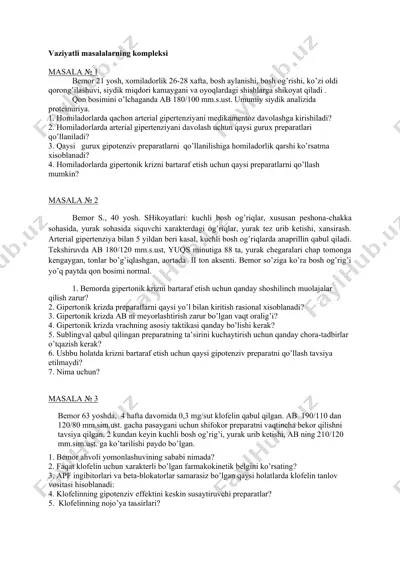 vаziyatli mаsаlаlаrning kоmplеksi — DOCX