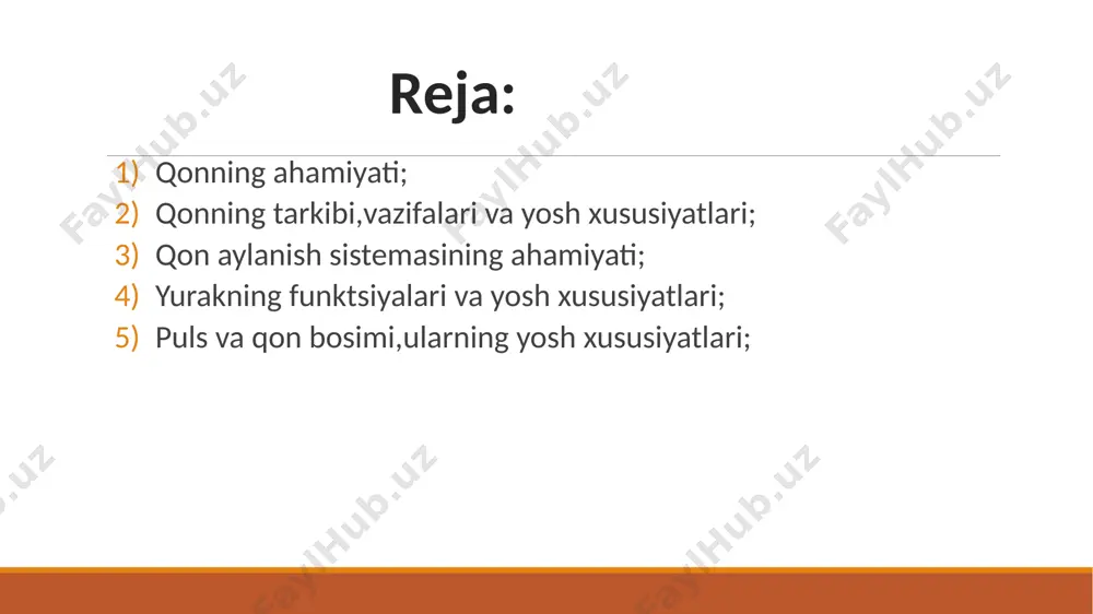 urtqa suyaklarining ko’mik qismidan qon ishlab chiqarila boshlaydi. qon odamning yoshiga qarab o'zgarib turadi, ayniqsa 1 yoshgacha qon o'z xususiyatiga ko'ra katta odamnikidan farq qiladi. moddalar almashinuvi, qon yaratuvchi organlarining tuzilishi va funksiyasi, qon aylanishi yoshga xos xususiyatlarga bog'liq bo'ladi. bola qancha yosh bo'lsa, moddalar almashinuvi shuncha kuchli bo'ladi. yangi tug'ilgan bolaning har kilogramm vazniga 150 sm3 , go'dak bolada 110 sm3 , 7 yoshdan 12 yoshgacha 70 sm3 , 15 yoshdan boshlab esa 65 sm3, qon to'g'ri keladi. yangi tug'ilgan bolada qon tana umumiy vaznining 15% ni, 1 yoshida 11%ni, 6 yoshdan 14 yoshgacha 9 % ni, katta odamda esa 7 % ni tashkil etadi. o'g'il bolada va katta yoshli kishida qon miqdori qizlar va ayollardagiga nisbatan ko'proq bo'ladi. yangi tug'ilgan bolada qonning solishtirma og'irligi 1,060 dan 1,080 gacha, 2 yoshli bolada 1,050, yosh ortishi bilan bir oz ko'tarilib, 1,055-1,060 ga yetadi va doimo shu xilda birdek turadi. yangi …