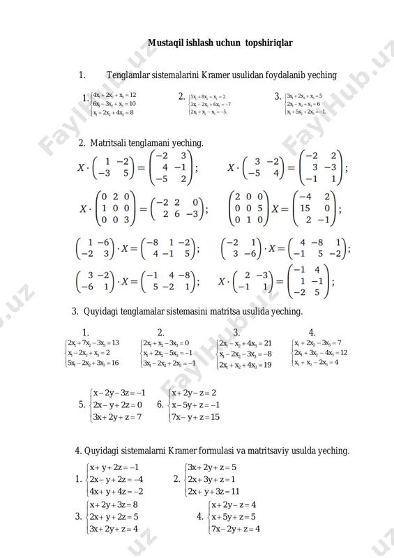 tenglamalar sistemasini matritsa usulida yechish - Page 4