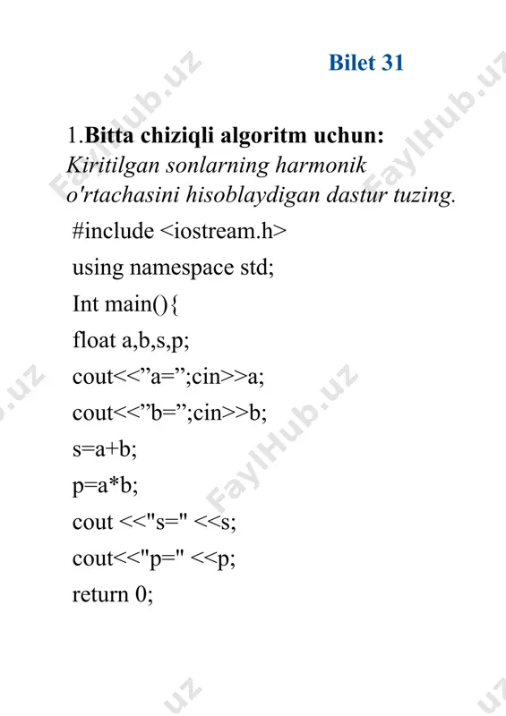 dasturlash fanidan oraliq nazorat ishi - Page 2