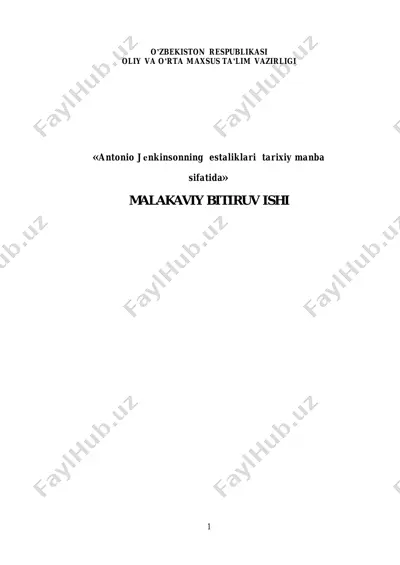 antonio jenkinsonning estaliklari tarixiy manba sifatida — PDF