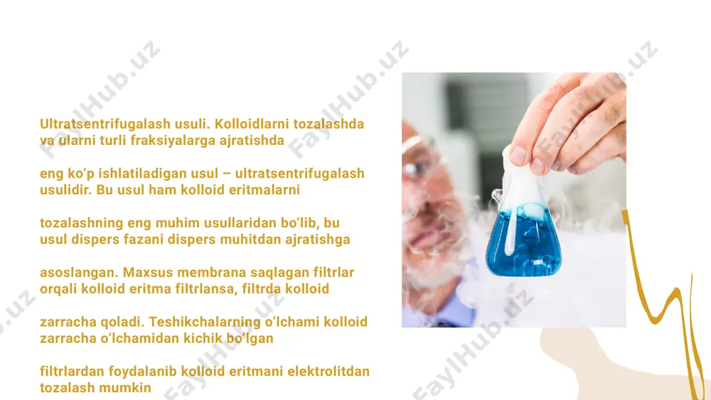 ‘planadi. yog‘li moddalarni yuvishda aynan mitsella tuzilmasi faol rol o‘ynaydi. mitsella – bu nima? mitsella – bu kolloid zarrachaning asosiy strukturaviy birligi bo‘lib, u ichki yadro va tashqi ion qatlamlaridan iborat. hozirgi zamon modeli mitsellani faqat kimyoviy emas, balki fizik-kimyoviy yondashuv orqali izohlaydi. mitsellaning ishlash mexanizm mitsellaning ishlash mexanizmi mitselladagi elektr zaryadlar zarrachalarning bir-biriga yaqinlashishiga to‘sqinlik qiladi, shuning uchun eritma barqaror bo‘lib qoladi. agar elektrolit (masalan, nacl) qo‘shilsa, ion kuchi ortadi va elektr ikki qavat yemirilib, koagulyatsiya boshlanadi – zarrachalar birikadi va cho‘kadi. mitsellalarning amaliy qo‘llanilishi 🔹 maishiy kimyo: sovun va detarjenlar suvda mitsella hosil qilib, yog‘ni eritib yuvadi. 🔹 tibbiyot: dori vositalarini nanozarrachalar orqali organizmga etkazishda mitsellalardan foydalaniladi. 🔹 kosmetika: mitsellyar suv (micellar water) – terini tozalovchi vosita bo‘lib, yog‘, kir va kosmetikani o‘ziga tortadi. hozirgi zamon yondashuvi afzalliklari: klassik nazariya zamonaviy model faqat ion taqsimotini tushuntiradi ionlar, elektrostatika va dinamik harakatlarni ham hisobga oladi oddiy va ideal holat …