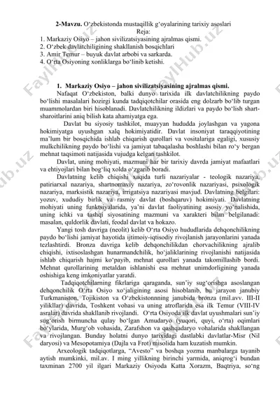 o‘zbekistonda mustaqillik g‘oyalarining tarixiy asoslari — DOC