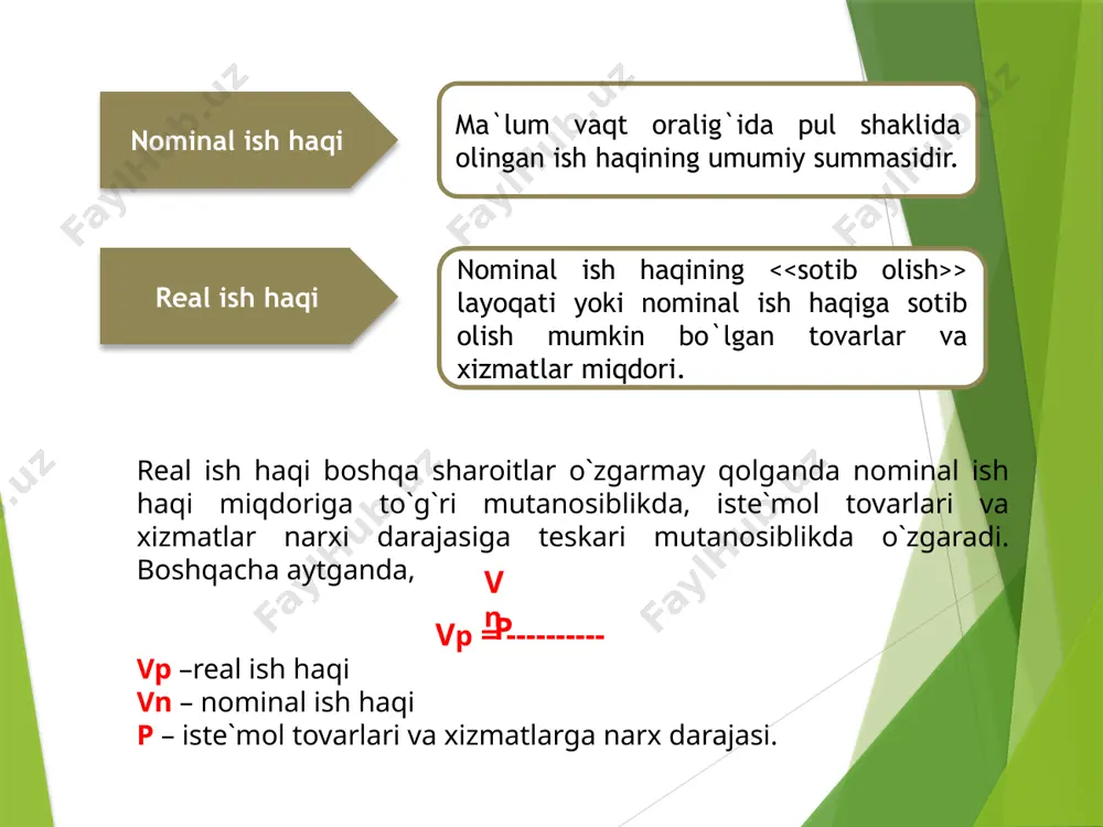 artnomalari yordamida tartibga solinadi. mehnat shartnomalarining tarkibiy tuzilishi: ish haqi stavkasi; me`yorida ortiqcha bajarilgan ishlar uchun ish haqi to`lash tartibi; dam olish kunlari, tanaffuslar va mehnat ta`tilining belgilanish tartibi; pensiya fondlari va sog`liqni saqlashga ajratmalar miqdori; narxlar o`zgarishini hisobga olib, iste`molchilik savatini tartibga solish sharoitlari; mehnatning boshqa umumiy va tashkiliy shart – sharoitlari. davlatning mehnat munosabatlariga ta`sir ko`rsatish usullari va yo`llari: maqsadli ijtimoiy dasturlarni (kam ta`minlangan oilalarga yordam, ishsizlik bo`yicha nafaqa, turli ijtimoiy to`lovlar, pensiya ta`minoti) ishlab chiqarish va amalga oshirish; bandlik xizmati (mehnat birjalari) faoliyatini amalga oshirish; ishga yollashning umumiy shart – sharoitlarini belgilash; mehnat munosabatlarining barcha tomonlari qamrab oluvchi qonunchilik faoliyati; davlat ta`lim tizimi orqali ishchilarni o`qitish va qayta tayyorlashni tashkil qilish. ish haqining eng kam darajasi (minimal ish haqi) ni aniqlash va o`zgartirish; kasaba uyushmalarining mehnat munosabatlariga ko`zlangan asosiy maqsadlar: ishsizlikni ijtimoiy kafolatlash; mehnat sharoitlarini yaxshilash; ish haqini oshirish. ish haqini oshirishga erishishga qaratilgan chora – tadbirlar: …
