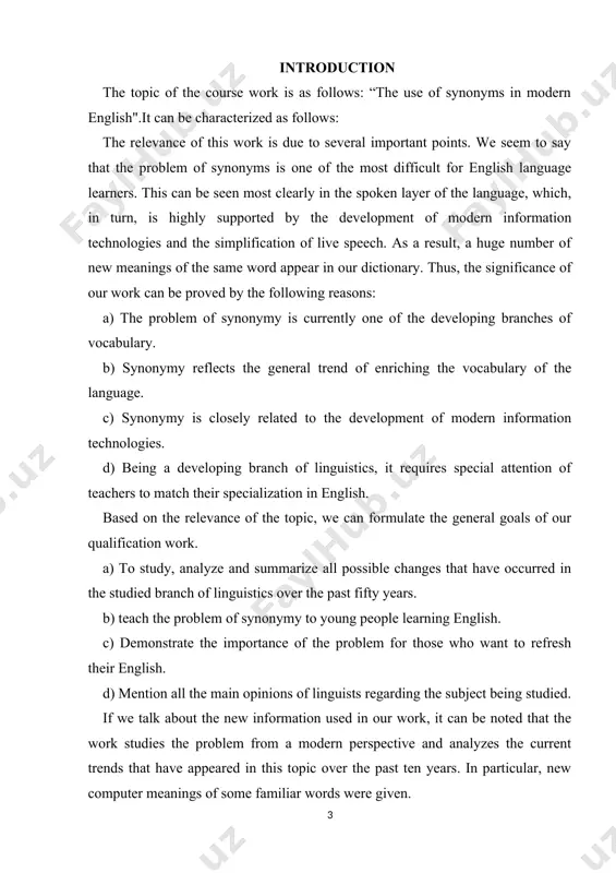 ten forms of english have their own models of abbreviation, but since there is a constant exchange between both spheres, it is sometimes difficult to say where this abbreviation actually came from. the practical value of the work: an example of synonyms are the words cat and feline appearance. each of them describes any representative of the feline family. similarly, if we are talking about a long time or an extended period of time, "long" and "extended" become synonymous. in a figurative sense, two words are often considered synonymous if they have the same connotation: “the widespread impression that ... hollywood was synonymous with immorality”. synonyms can be nouns, adverbs or adjectives, provided that both members of the pair are the same part of speech. the work consists of three main parts: introduction, main part and conclusion. each part has its own division into thematically defined elements. there are two …