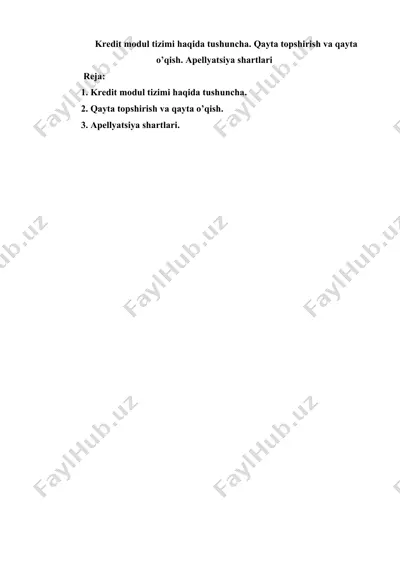 kredit modul tizimi haqida tushuncha. — DOCX
