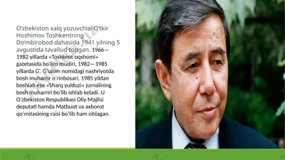 o‘zbekiston xalq yozuvchisi o‘tkir hoshimov — PPTX