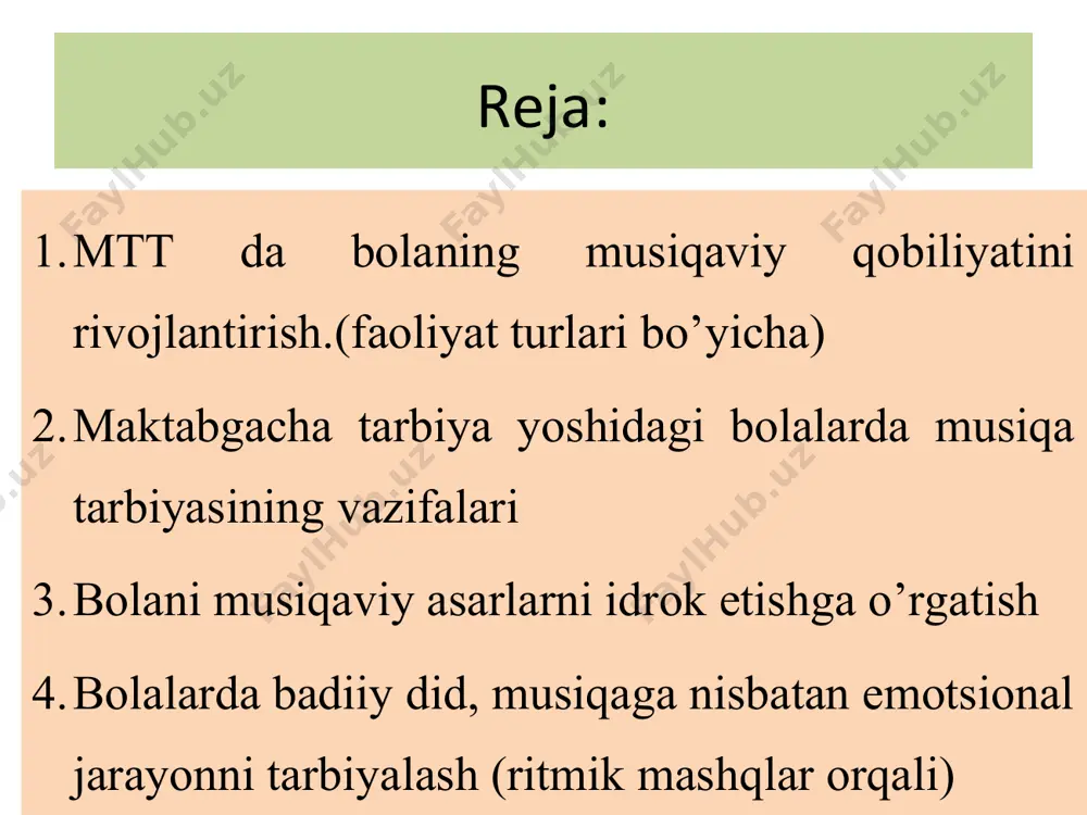 hilararo axloqiy munosabatlarda ham go‘zallik vazifalari: - estetik did va hissiyotni shakllantirish; - hayotda go‘zallik tushunchasini to‘liqligicha anglashni o‘rgatish; - bolalarga badiiy ijodkorlikni shakllantirish; bolalarda go‘zallikni o‘z hayotlariga, o‘z faoliyatlariga olib kirishni o‘rgatish emotsiya (frans. lot. — larzaga keltiraman, hayajonlantiraman) — odamlarning tashqi va ichki xususiyatlar taʼsiriga nisbatan muassasa - davlat boshqaruvining maxsus masalalarini ko’rib chiqadigan va hal qiladigan ijro etuvchi organ… inson so'zining lug'aviy ma'nosi "unutguvchi" demakdir… muassasa so’zining lug’aviy ma’nosi