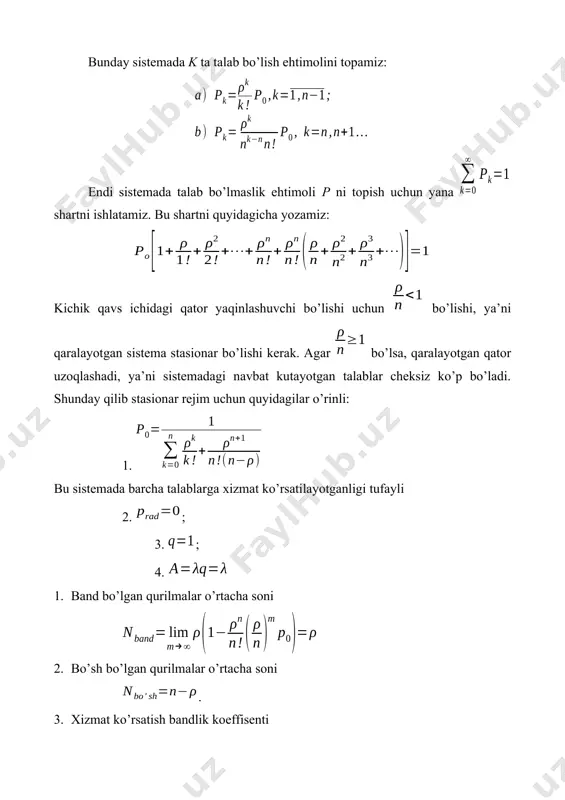 shundan iboratki, unda ehtimollar nazariyasining qonunlari sun’iy ravishda bajariladi. bu metodni qo’llaganda har bir boshlang’ich tasodifiy qiymatlar uchun operasiya bajariladi. (ko’pgina operasiya ehmda bajariladi). qaraliyotgan operasiyani juda ko’p marta takrorlangandan so’ng shu operasiya haqida informasiya yig’iladi. monte-karlo usulining mohiyatini tushunib olish uchun misol qaraymiz. misol: faraz qilaylik p sonining qiymatini hisoblash kerak bo’lsin. bu ishni monte-karlo usuli yordamida bajaramiz. buning uchun r=1 radiusli doira chizib uni kvadrat ichiga joylashtirimiz. ma’lumki, doira yuzi s0=pr formula bilan topiladi. r=1 bo’lgani uchun s0=pr, ya’ni doira yuzi p soniga teng. rasmda shtrixlangan figura yuzani s1 bilan belgilaymiz. agar biror o’lchovi juda kichik bo’lgan predmetni kvadratga tashlasak, u doira ichiga tushish ehtimoli bo’ladi. tajriba o’tkazib, predmetni kvadraga juda ko’p marta, masalan n marta tashlab, uning doira ichiga tushishlar sonini n0 bilan belgilasak bu ehlimol n0/n kabi yoziladi. s0+s1=4 ekanligini e’tiborga olsak, faraz qilaylik, predmet n=40 marta tashlanganda n0=31 marta doira ichiga tushgan bo’lsin. u holda …
