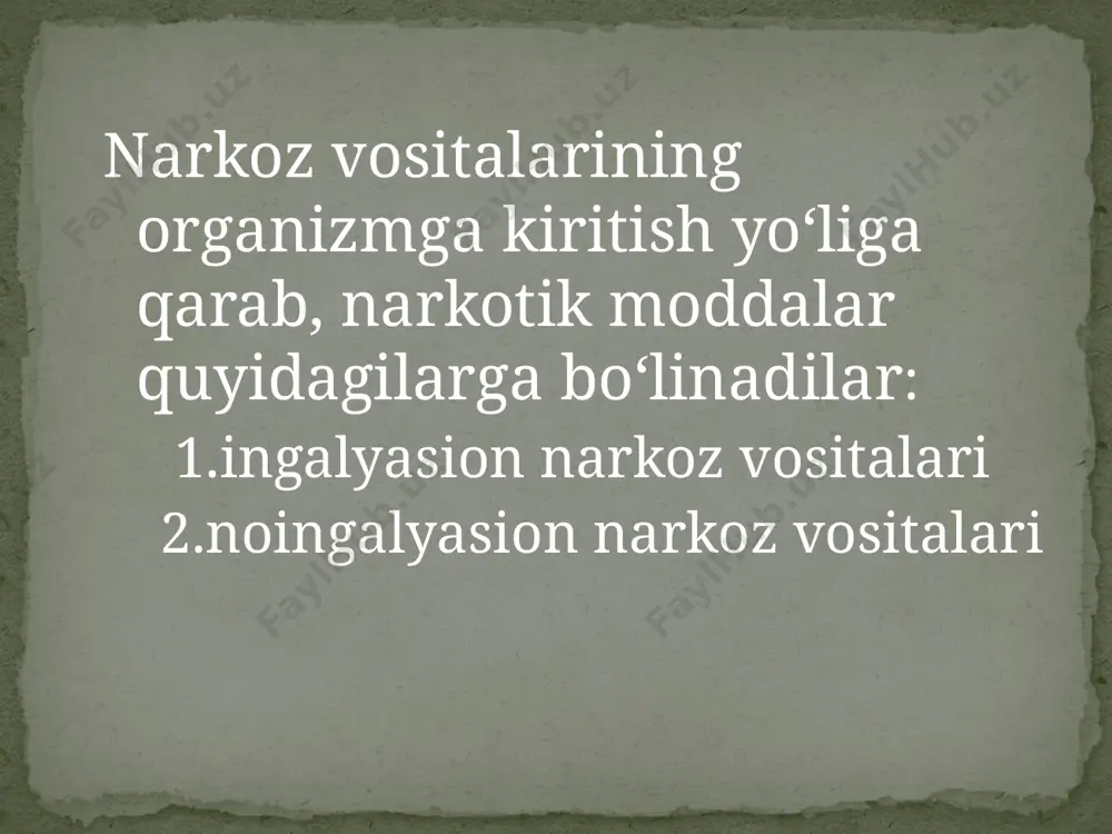 siolitiklarning (anxius-bezovtalainsh, qo‘rquv bilan qamralgan. lysis-eritish) ko‘plari hayajonni kamaytirish hisobiga uyquni rivojlanishiga yo‘l ochib beradi. bu borada benzodiazepin hosilalarining uzoq (sibazon) va mo‘tadil ta'sir etuvchilari (nitrazepam, fenazepam) ko‘proq ahamiyatlidir nitrozepam. (nitrazepamum) tabletka 0,005 №20: 0,01g №10.- uxlatish, anksiolitik, tinchlantiruvchi, tirishishga qarshi va miorelaksantlik ta'siriga ega. ichilgandan 30-60 daqiqa keyin, uyqu boshlanadi va 6-8 soat davom etadi. diazepam (sibazon) tabletka 0,005 №50 tibbiyotda keng qo‘llaniluvchi anksioltik: mo‘tadil uxlatuvchi ta'sirga ega. narkotik, uxlatuvchi, og’riqsizlantiruvchi va alkogol ta'sirini kuchaytiradi. miorelaksant va tirishishni daf etish xususiyatiga ega. reladorm. (tarkibiga siklobarbital 0,1+sibazon 0,01 kiradi). nitrazepam qo‘llash mumkin bo‘lmagan holatlarda, kuchli qichish bilan kechuvchi dermatozlar qo‘llaniladi. fenazepam (fenazepam). 0,0005/0.001 №50 0,0025 №20. yuksak faollikka ega bo‘lgan anksiolitik bo‘lib, benzodiazepining boshqa hosilalaridan ustunlikka ega. yuqorida kelgirilgan xastaliklarda qo‘llaniladi. narkotik tipda ta'sir etuvchi uxlatuvchi vositalar barbitur kislotasining hosilalari. bu guruhga fenobarbital, barbamil, barbital natriy, etaminal kiradi. barbitur kislotasi hosilalarining uyqu chaqirish xususiyatlari ularning gamk-a reseptorlarining faolligining oshishi bilan …