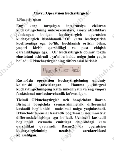 operatsion kuchaytirgich — DOCX