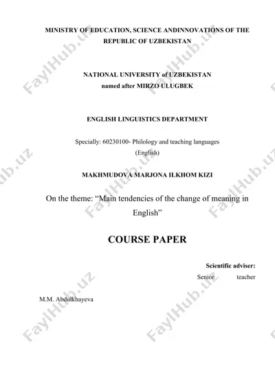course paper on "main tendencies of the change of meaning in english" — DOCX