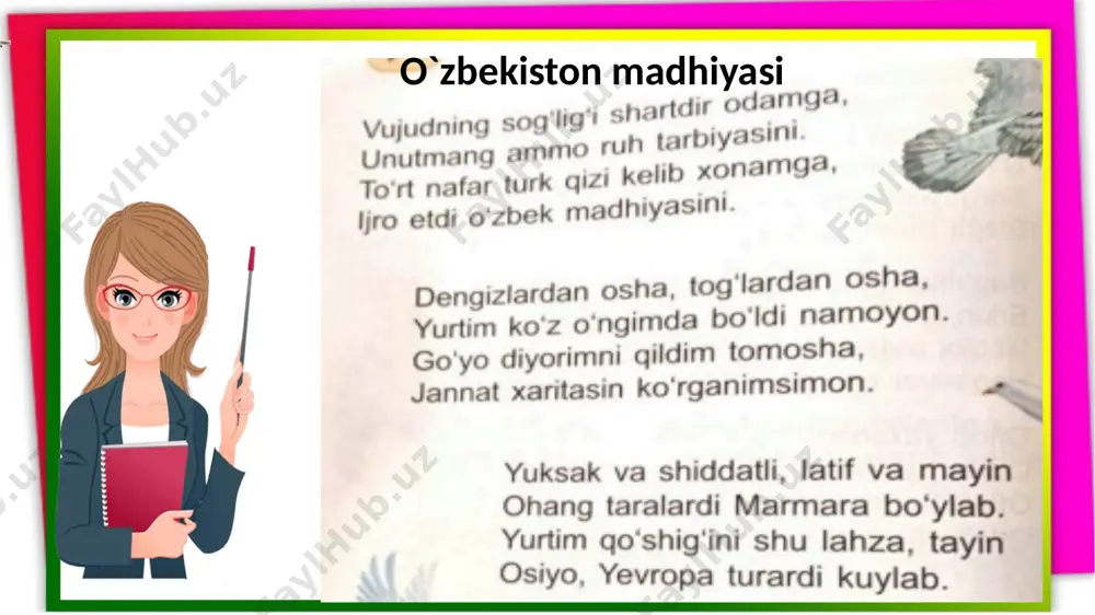 4-sinf fan :o`qish mavzu:o`zbekiston madhiyasi 9-dars - Page 5