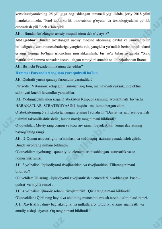 bo'lib bajarsa, o'sha o'quvchi baholab rag'batlantiriladi. bunday o'yinlar o'quvchilarni chaqqonlikka, hozirjavoblikka, topqirlikka chorlaydi. 1-misol qoida: detsimetr va santimetrdan kichik uzunlik o`lchov birligi –millimetr ham bor. chizg`ichdagi har bir chiziq millimetrni bildiradi. 1sm=10 mm 2-misol qalamni uzunligini o`lchang qalamning uzunligi 8 sm 6 mm 3-misol ab, cd kesmalarning uzunliklari qancha? ab= 9m 1mm cd = 5 sm 7 mm 4-misollarni tushuntirib yechish (yozma). 2•5 = 10 7•2 = 14 4•5=20 10:2= 5 14:7= 2 20:4= 5 10:5= 2 14:2= 7 20: 5= 4 5-misol. quyidagi shakllarning har bir tomoni uzunligini o’lchab, daftariga yozdirish dam olish daqiqasi: to`p, to`p, to`p,to`p, futbolchilar tepar to`p. darvozabon xo`p shoshar, ishqibozlar qarashar. ana, ana gol bo`ldi, hisob bir-u nol bo`ldi. 5-bosqich. yangi mavzuni mustahkamlash multimediya ilovasi bilan mustahkamlab olamiz 6-bosqich. baholash. dars davomida faol qatnashgan o'quvchilarni baholab, rag'batlantirish. 7-bosqich. uyga vazifa: 6-masala, 7-misol. image4.jpeg image5.png image6.png image7.png image8.png image9.jpeg image10.jpeg image11.jpeg image1.png image2.jpeg image3.png angren shahar …